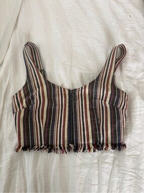 Afends Mimi Striped Zip-Front Crop Top